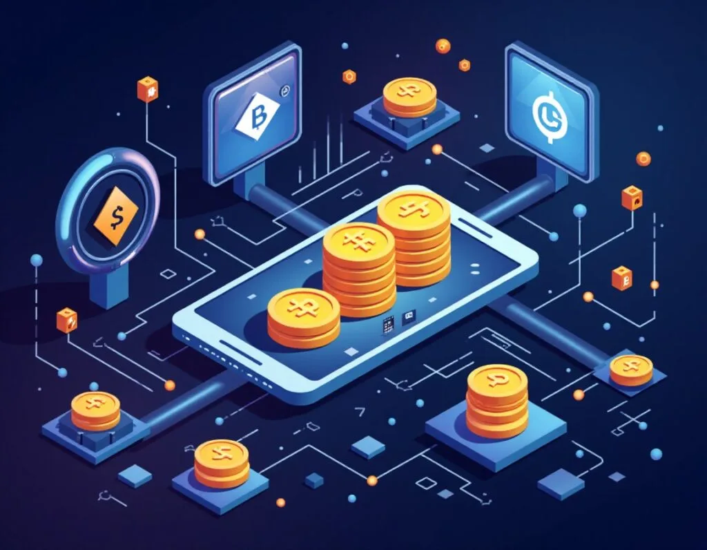 Visual representation of cryptocurrency transactions, emphasizing value proposition and secure investments.
