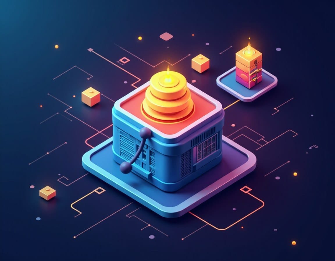 Visual representation of cryptocurrency investing with digital assets and blockchain technology.