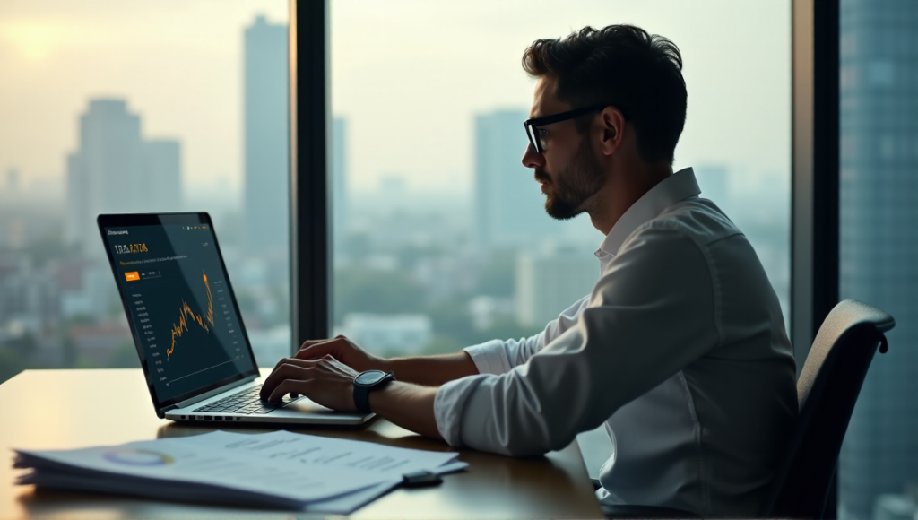 "A person sits at a desk reviewing cryptocurrency portfolio on laptop and printed audit report, conveying vigilance and control in protecting blockchain assets."